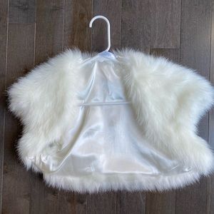 White faux fur bolero